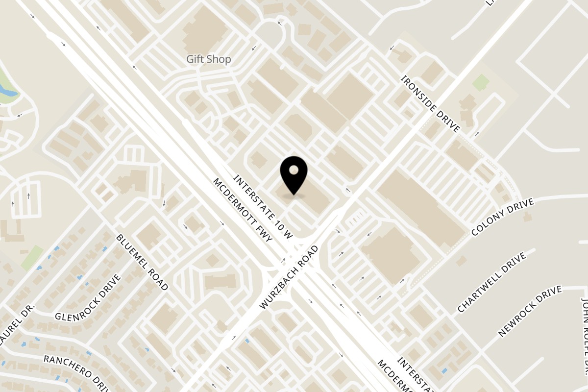 Map showing the location of Goomba's Pizzeria on 9825 I-10 Frontage Rd in San Antonio